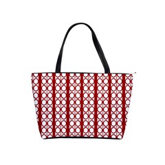 Circles Lines Red White Pattern Classic Shoulder Handbag by BrightVibesDesign