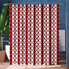 Circles Lines Red White Pattern Shower Curtain 60  X 72  (medium)  by BrightVibesDesign