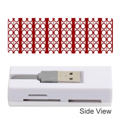 Circles Lines Red White Pattern Memory Card Reader (stick) by BrightVibesDesign