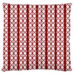 Circles Lines Red White Pattern Large Cushion Case (one Side) by BrightVibesDesign