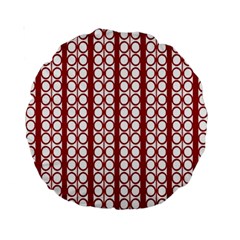 Circles Lines Red White Pattern Standard 15  Premium Round Cushions by BrightVibesDesign