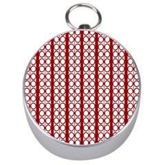 Circles Lines Red White Pattern Silver Compasses by BrightVibesDesign