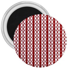 Circles Lines Red White Pattern 3  Magnets by BrightVibesDesign