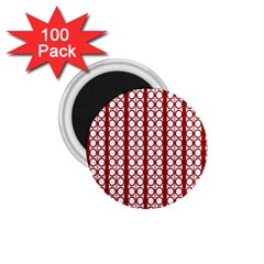 Circles Lines Red White Pattern 1 75  Magnets (100 Pack)  by BrightVibesDesign