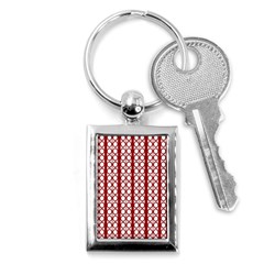 Circles Lines Red White Pattern Key Chains (rectangle)  by BrightVibesDesign