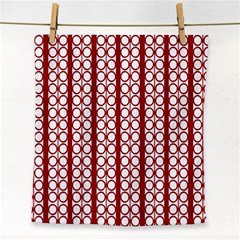 Circles Lines Red White Pattern Face Towel by BrightVibesDesign