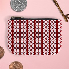 Circles Lines Red White Pattern Mini Coin Purse by BrightVibesDesign