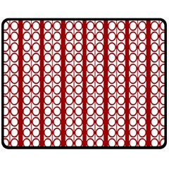 Circles Lines Red White Pattern Fleece Blanket (medium)  by BrightVibesDesign