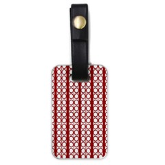 Circles Lines Red White Pattern Luggage Tags (one Side)  by BrightVibesDesign