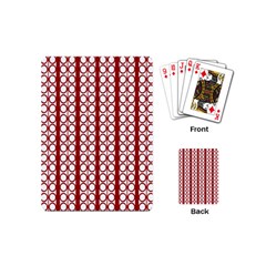 Circles Lines Red White Pattern Playing Cards (mini) by BrightVibesDesign