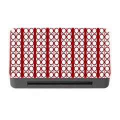 Circles Lines Red White Pattern Memory Card Reader With Cf by BrightVibesDesign