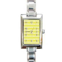 Circles Lines Yellow Modern Pattern Rectangle Italian Charm Watch by BrightVibesDesign