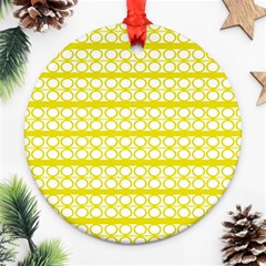 Circles Lines Yellow Modern Pattern Ornament (round) by BrightVibesDesign