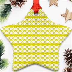 Circles Lines Yellow Modern Pattern Ornament (star) by BrightVibesDesign