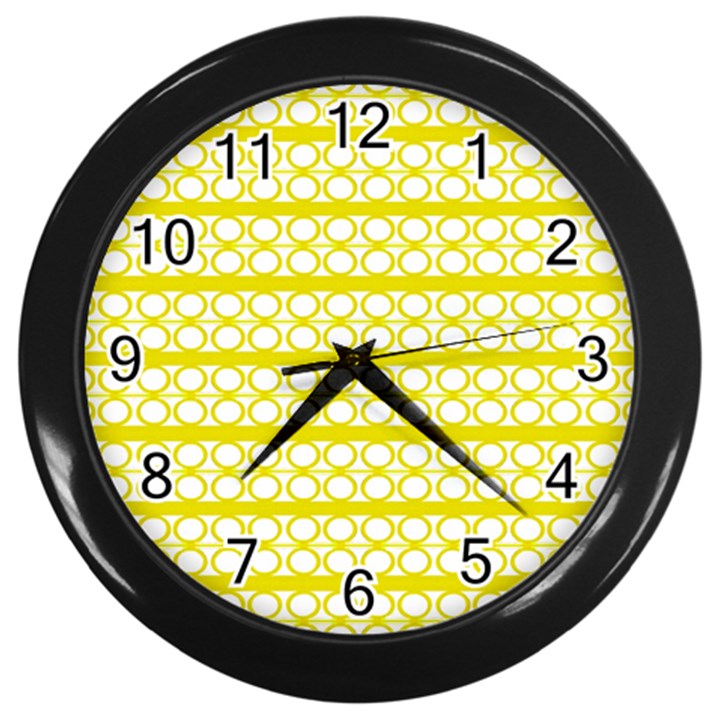 Circles Lines Yellow Modern Pattern Wall Clock (Black)