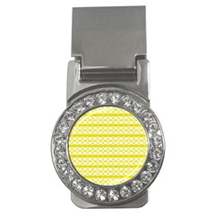 Circles Lines Yellow Modern Pattern Money Clips (cz)  by BrightVibesDesign