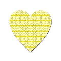 Circles Lines Yellow Modern Pattern Heart Magnet by BrightVibesDesign