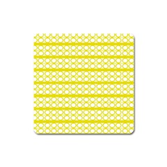 Circles Lines Yellow Modern Pattern Square Magnet by BrightVibesDesign