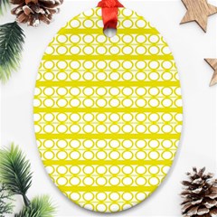 Circles Lines Yellow Modern Pattern Oval Ornament (two Sides) by BrightVibesDesign