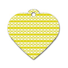 Circles Lines Yellow Modern Pattern Dog Tag Heart (one Side) by BrightVibesDesign