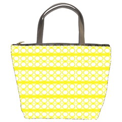 Circles Lines Yellow Modern Pattern Bucket Bag by BrightVibesDesign