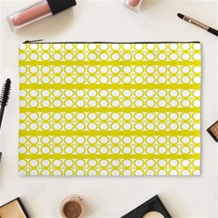 Circles Lines Yellow Modern Pattern Cosmetic Bag (xl) by BrightVibesDesign