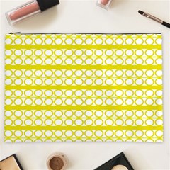 Circles Lines Yellow Modern Pattern Cosmetic Bag (xxl) by BrightVibesDesign