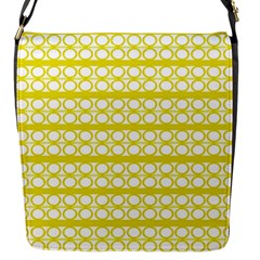 Circles Lines Yellow Modern Pattern Flap Closure Messenger Bag (s) by BrightVibesDesign