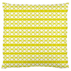 Circles Lines Yellow Modern Pattern Large Flano Cushion Case (two Sides) by BrightVibesDesign