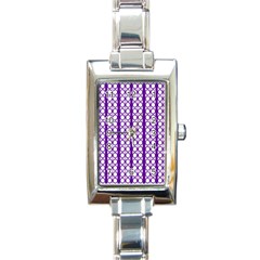 Circles Lines Purple White Modern Design Rectangle Italian Charm Watch by BrightVibesDesign