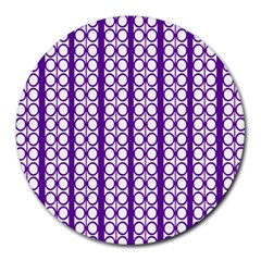 Circles Lines Purple White Modern Design Round Mousepads by BrightVibesDesign