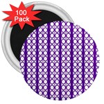 Circles Lines Purple White Modern Design 3  Magnets (100 pack) Front