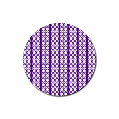 Circles Lines Purple White Modern Design Rubber Coaster (round)  by BrightVibesDesign