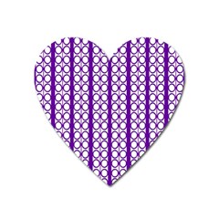 Circles Lines Purple White Modern Design Heart Magnet by BrightVibesDesign