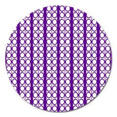 Circles Lines Purple White Modern Design Magnet 5  (round) by BrightVibesDesign