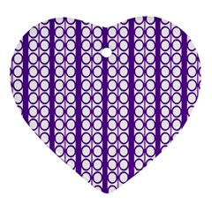 Circles Lines Purple White Modern Design Heart Ornament (two Sides) by BrightVibesDesign