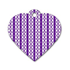 Circles Lines Purple White Modern Design Dog Tag Heart (one Side) by BrightVibesDesign