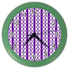 Circles Lines Purple White Modern Design Color Wall Clock by BrightVibesDesign