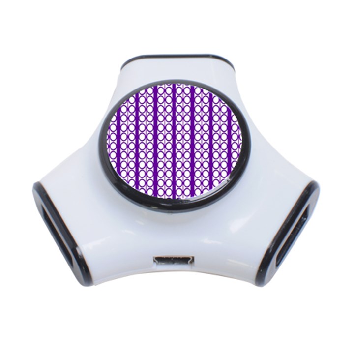 Circles Lines Purple White Modern Design 3-Port USB Hub