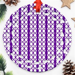 Circles Lines Purple White Modern Design Ornament (round Filigree) by BrightVibesDesign