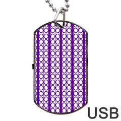 Circles Lines Purple White Modern Design Dog Tag Usb Flash (one Side) by BrightVibesDesign