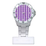 Circles Lines Purple White Modern Design Plastic Nurses Watch Front