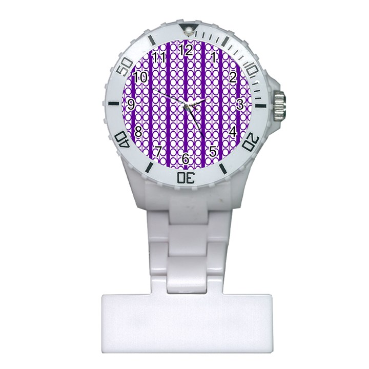 Circles Lines Purple White Modern Design Plastic Nurses Watch