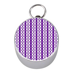 Circles Lines Purple White Modern Design Mini Silver Compasses by BrightVibesDesign