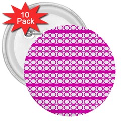 Circles Lines Bright Pink Modern Pattern 3  Buttons (10 pack) 