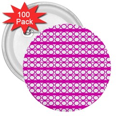 Circles Lines Bright Pink Modern Pattern 3  Buttons (100 pack) 