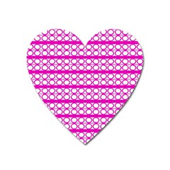 Circles Lines Bright Pink Modern Pattern Heart Magnet