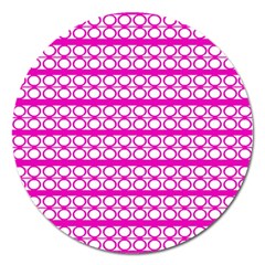 Circles Lines Bright Pink Modern Pattern Magnet 5  (Round)