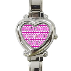 Circles Lines Bright Pink Modern Pattern Heart Italian Charm Watch