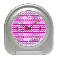 Circles Lines Bright Pink Modern Pattern Travel Alarm Clock